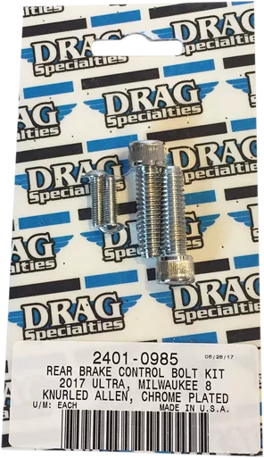 Drag Specialties Bolt Kit - Brake - Rear - Knurled - Chrome - M8