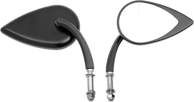 Drag Specialties Mirror - Tear Drop - Black - Short Stem