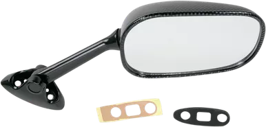Emgo Mirror - Side View - Black/Carbon Fiber - Rectangle - Right - Suzuki 20-69783