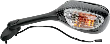 Emgo Mirror - Side View - Lighted - Black/Carbon Fiber - Rectangle - Left - Suzuki 20-69794