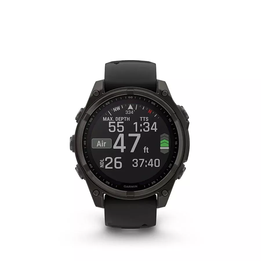 Garmin fenix 8 Smartwatch - 47mm Solar Sapphire Carbon Gray DLC Titanium BLK/Pebble Gray Silicone