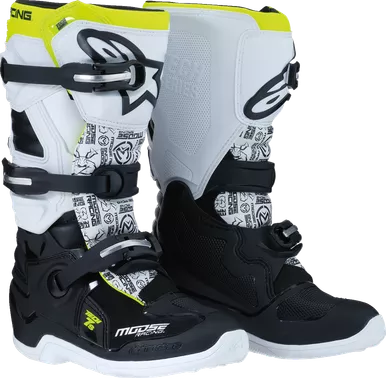 Moose Racing Youth Tech 7S Boots - Black/White/Yellow - Us 2 0215024-125-2