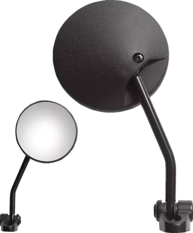 Parts Unlimited Mirror - Flag - Side View - Round - Black