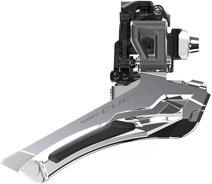 Shimano CUES FD-U6030-F Front Derailleur - 9/10-Speed Double Down-Swing Braze-On 46/50t Max BLK/Silver