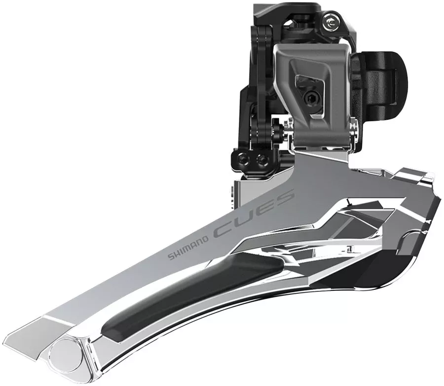 Shimano CUES FD-U6030-X Front Derailleur - 9/10-Speed Double Down-Swing 34.9mm Band Clamp Size Adapters 46/50t Max BLK/S ilver