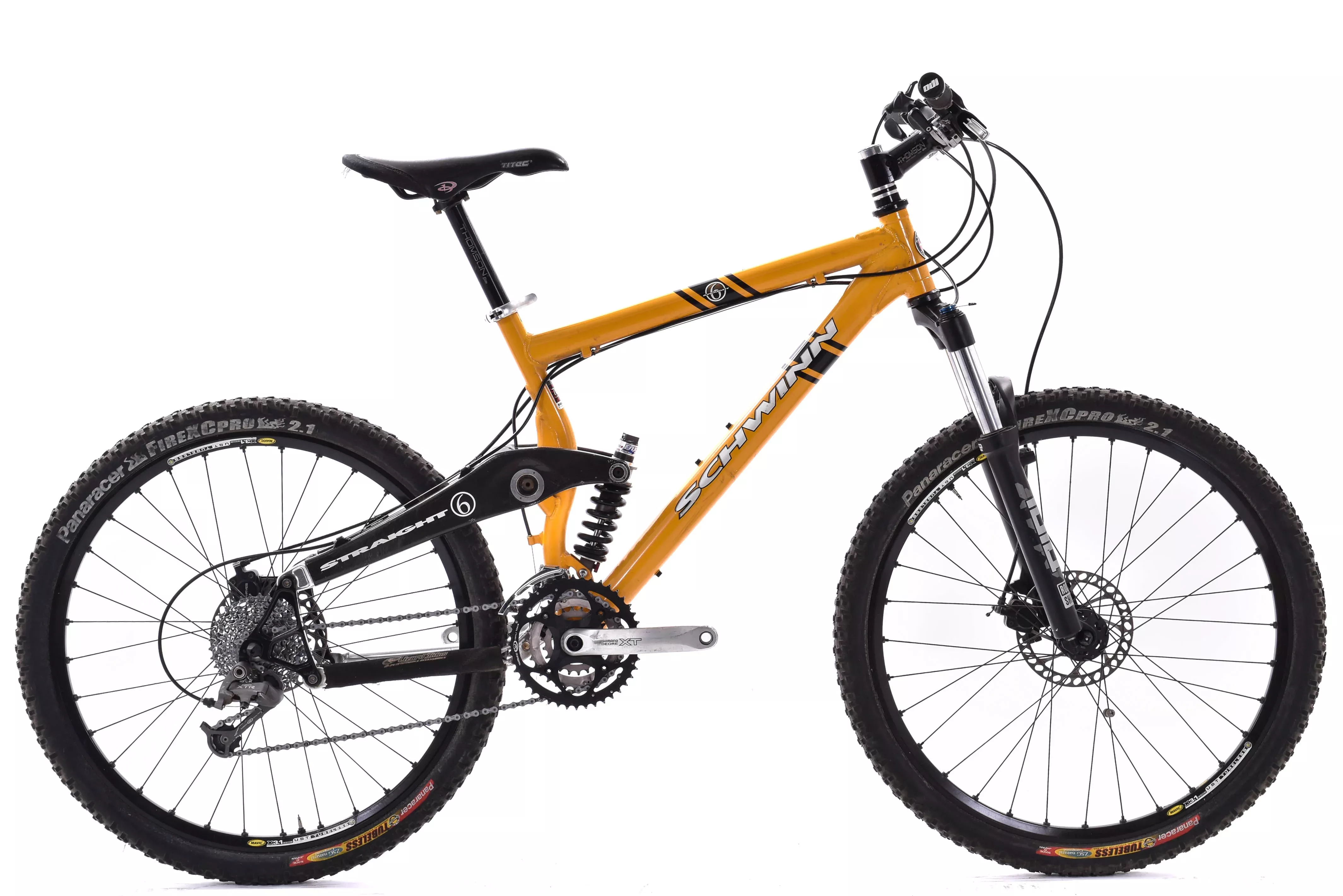 USED Vintage 2000's Schwinn Straight 6 Full Suspension Mountain Bike Yellow- AS IS